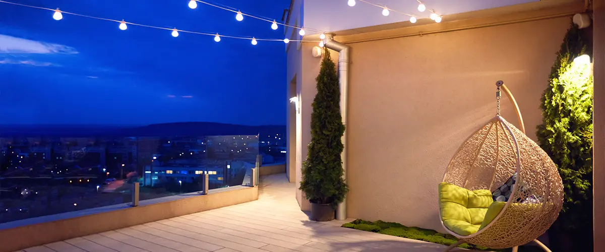 Deck lighting on rooftop deck