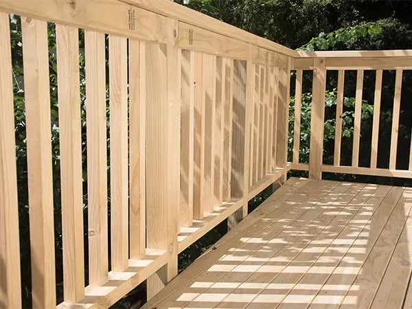 Wood railing for a deck
