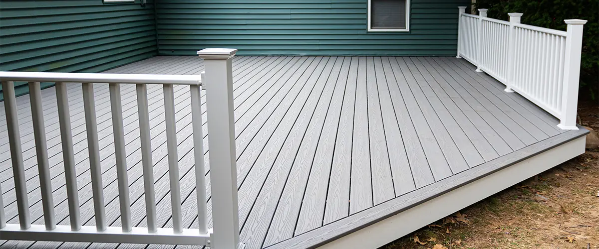 Composite decking with white railing