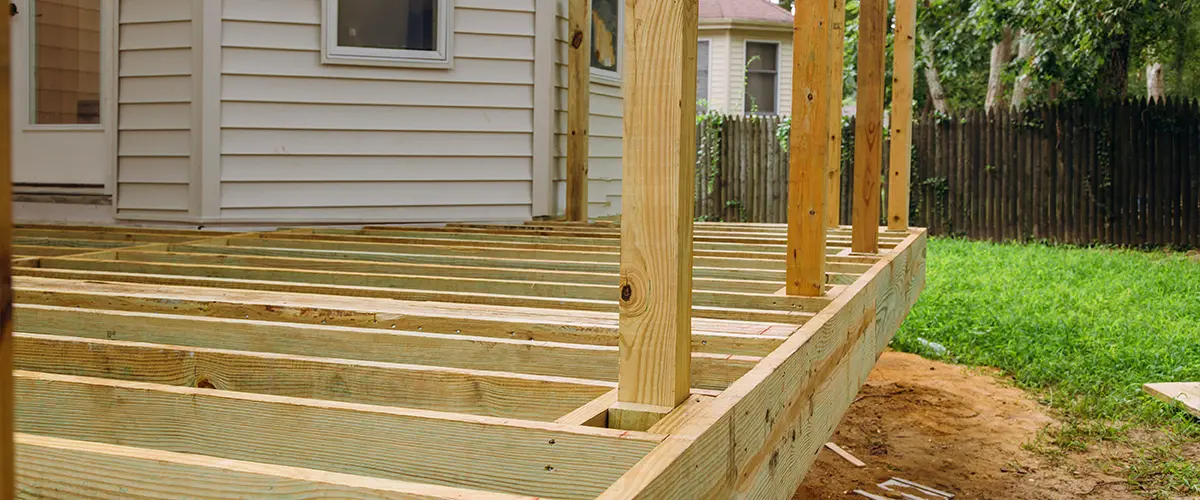 Structural problems on a decking frame made of pressure treated wood