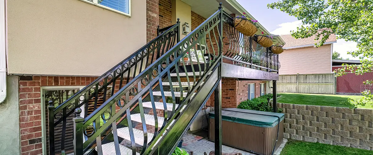 Metal railing and metal deck frame