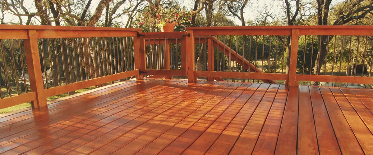 redwood decking and wood railing