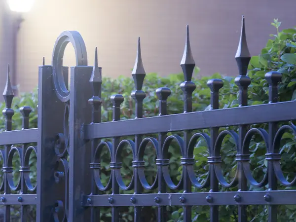 Wrought iron fence with spikes