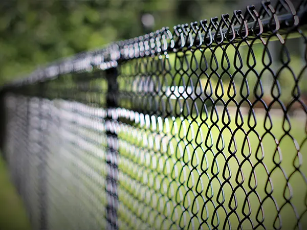 Chain link fence with metal posts