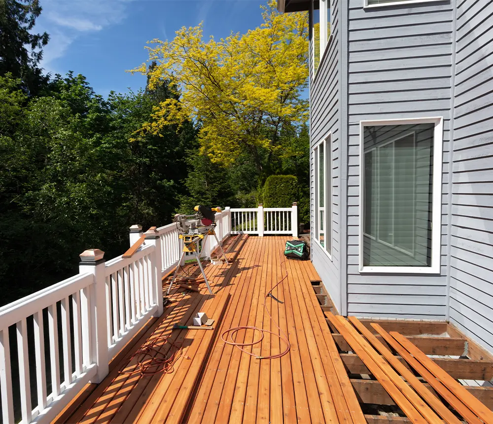 A cedar deck repair project in Snohomish