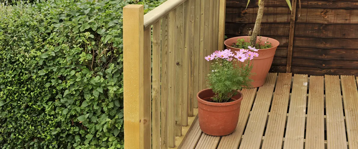 Wood railing for a wood deck