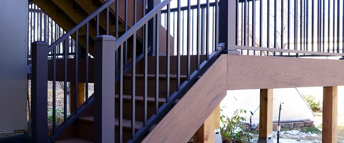 Metal railing on a set of stairs