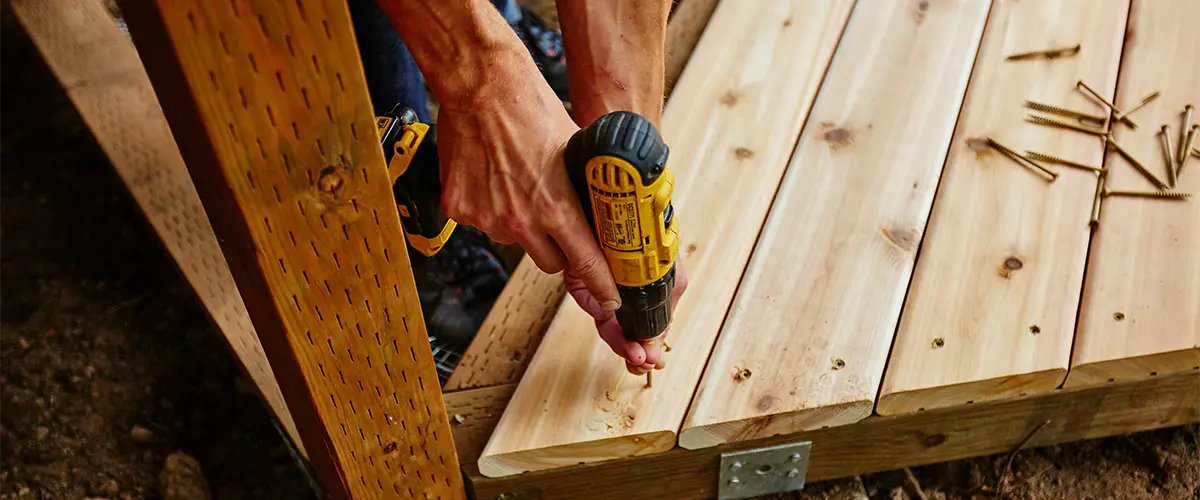 Cedar decking board installation by a professional contractor