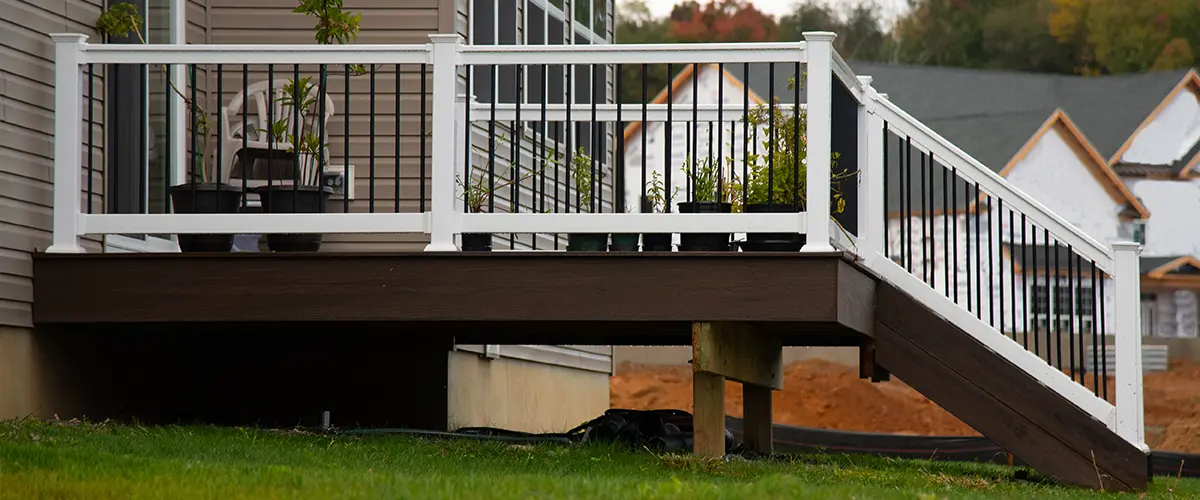 Metal railing on a deck