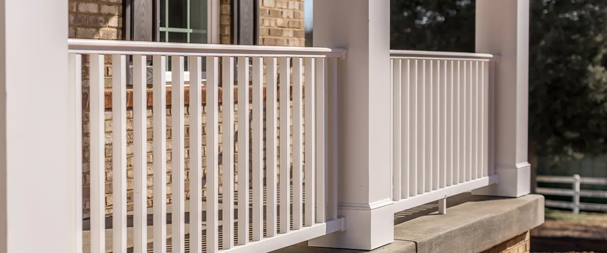 Vinyl railing on a deck