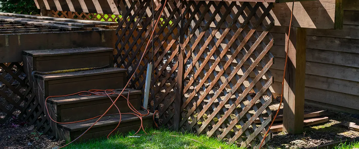 lattice fence beneath a deck