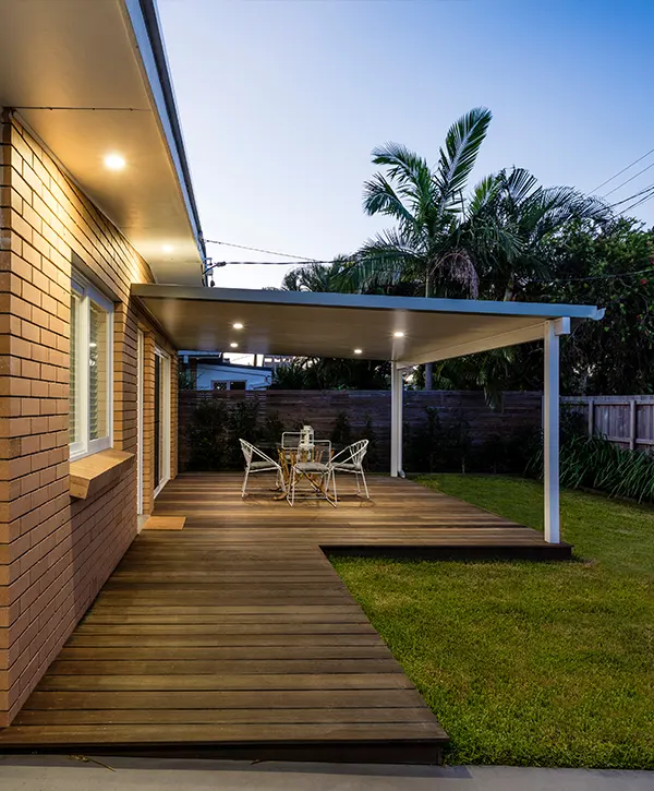 Decking on a patio with a pergola