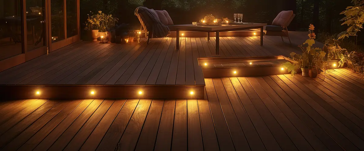 Beautiful Lights Installed On A Deck by Burgess Construction